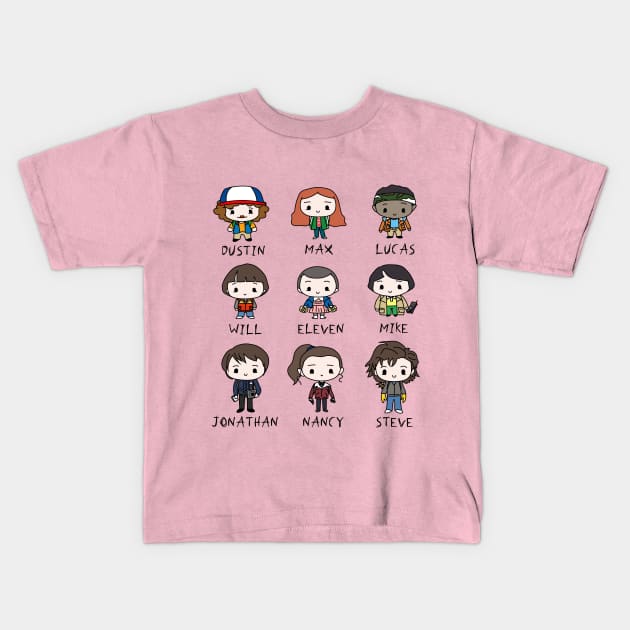 Stranger Things Kids Fan Art Chibis Kids T-Shirt by chibicrayon